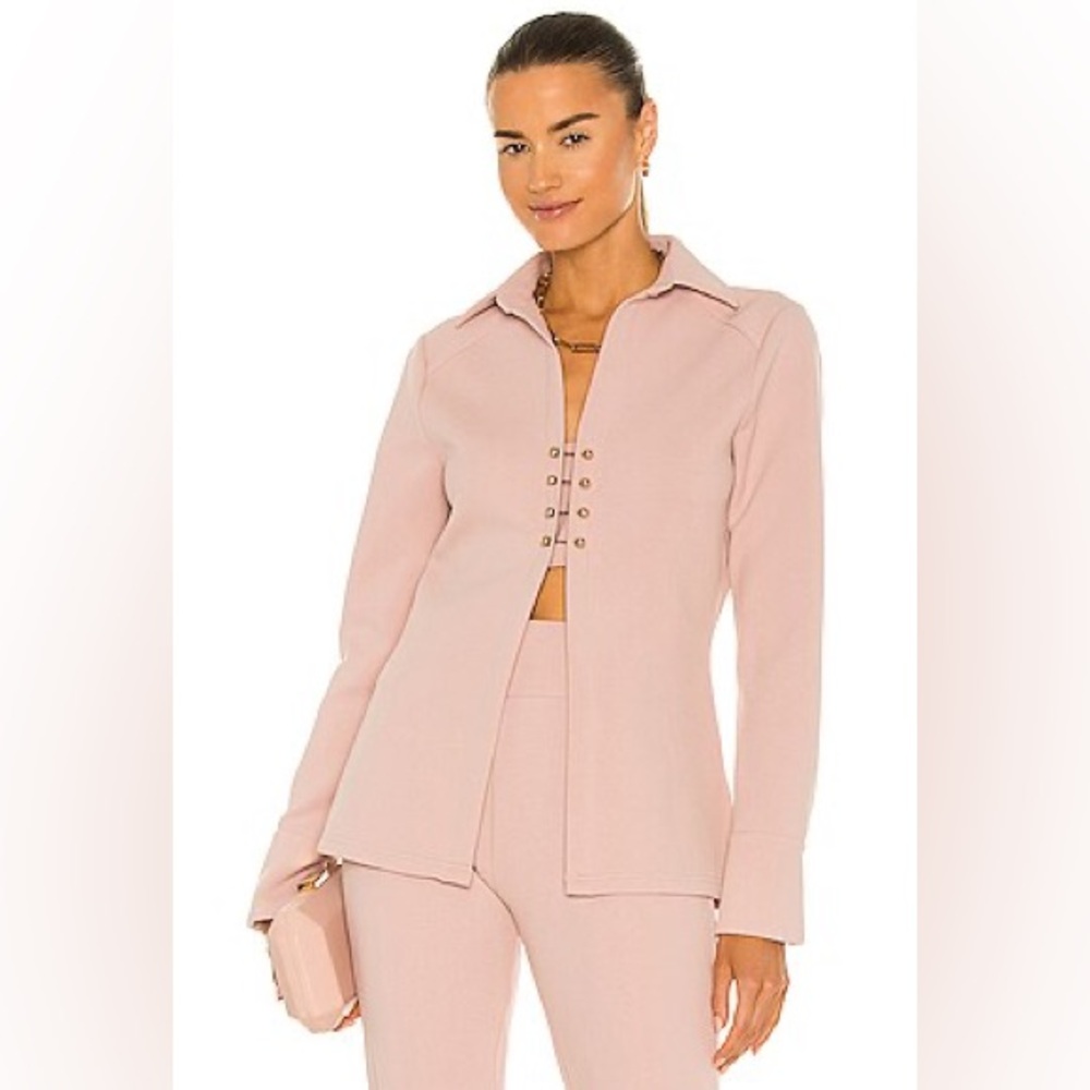 Athena Top in Lilac
NICHOLAS Blush Jacket with Gold Accents